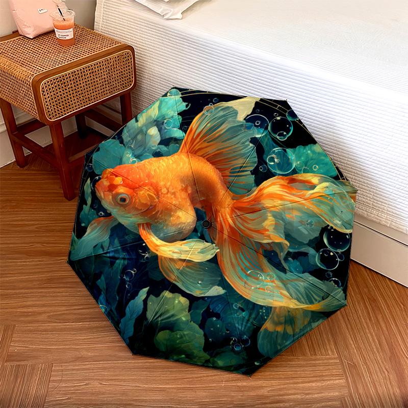Sea Fish  pattern, automatic folding umbrella, portable and foldable design, 8 ribs, a Christmas or birthday gift.