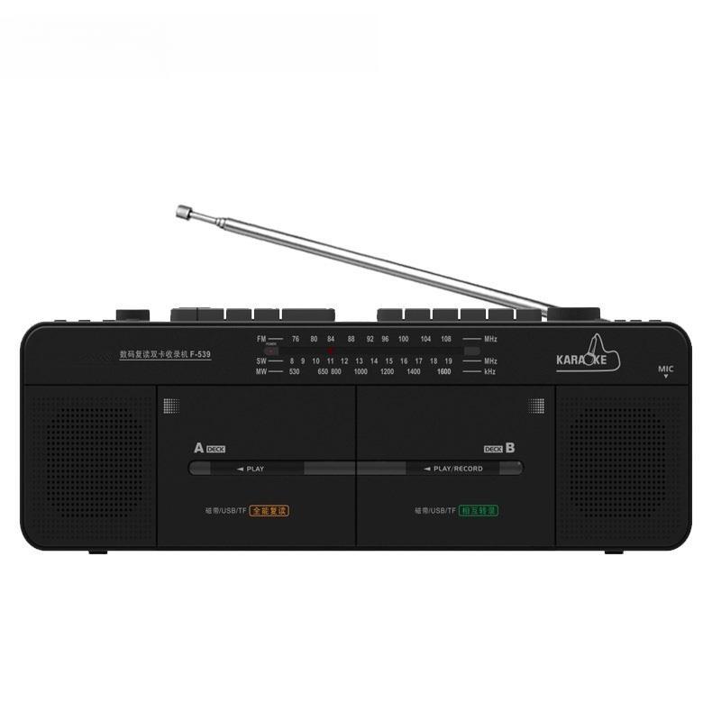 

F-539 Двухкассетный магнитофон Студенческое радио Изучение иностранного языка Караоке Кассетный магнитофон чёрный