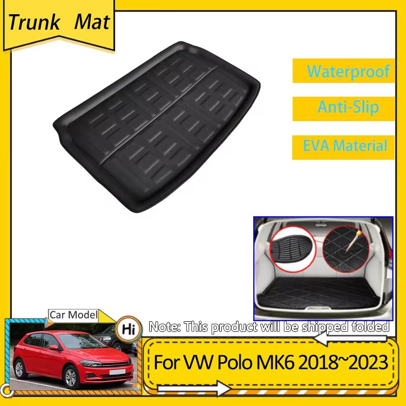 

Коврик в багажник автомобиля для Volkswagen VW Polo AW BZ MK6 2018~2023, аксессуары, защитный коврик для багажника из ЭВА, водонепроницаемый чехол для коврика