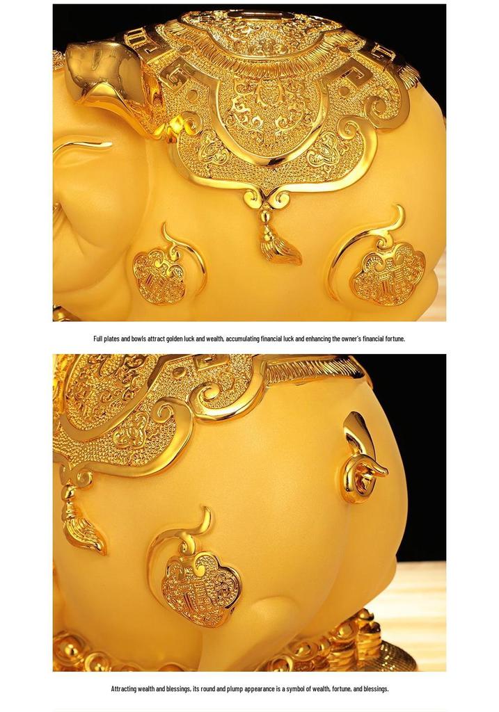 Gold Pig Coin Bank - Wealth-Attracting Figurine Gift for Children & Adults, Creative Birthday Present for Those Born in the Year of the Pig