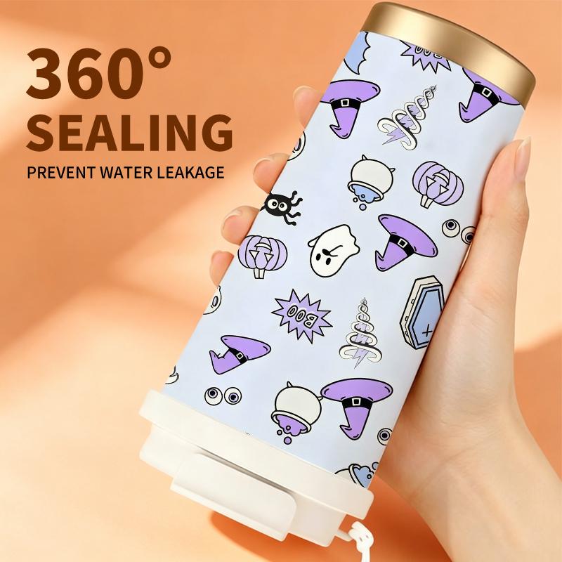 532ml Coffee Cup Halloween Ghost Hat Pumpkin Skull Web Cauldron MotifFlip Lid Coffee Cup Car Portable Cup Outdoor Water Cup