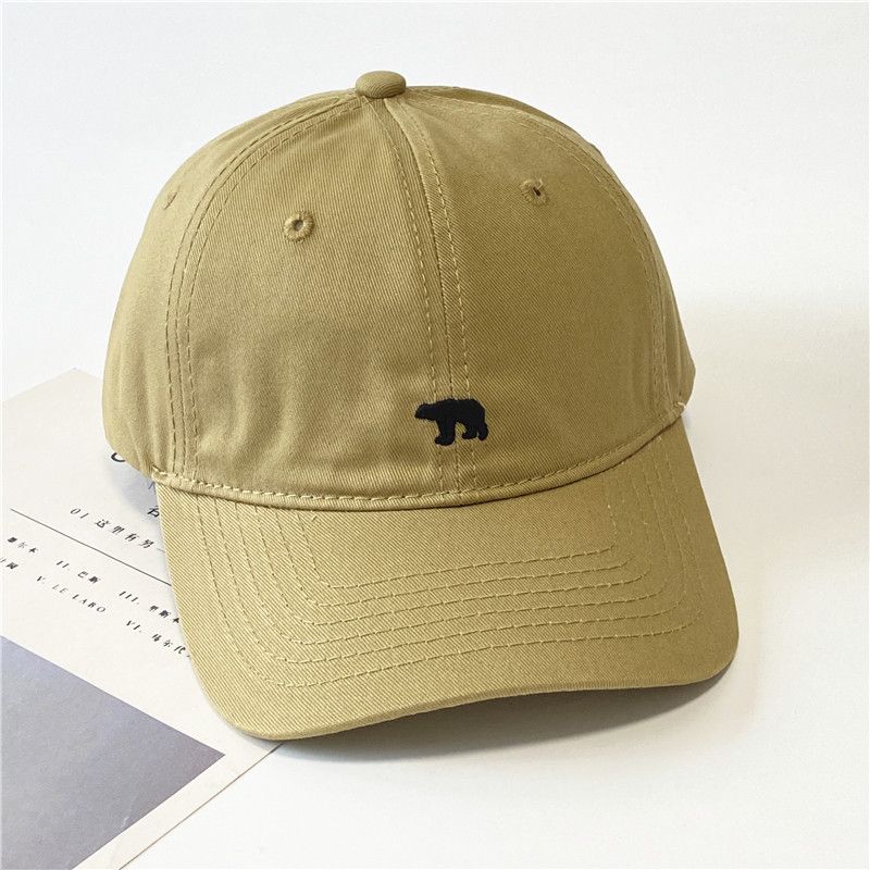 

New Arrival Polar Bear Embroider Baseball Cap Men and Women American Soft Peaked Cap Spring and Summer All-Match Big Head Circumference Sun Hat Khaki Adjustable