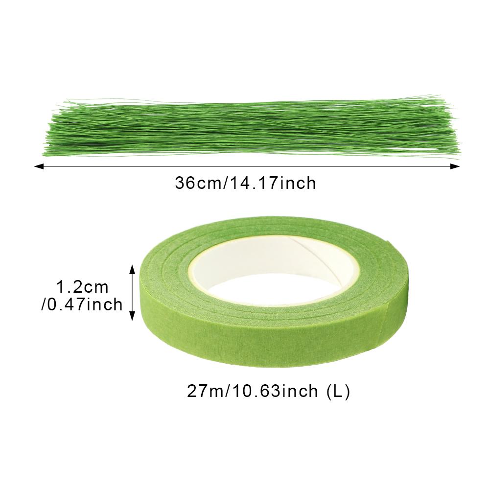 Grünes Blumenarrangement-Set, flexibel, DIY, 2 Rollen, Bänder, 200 Stück, Floristendraht, Stiele