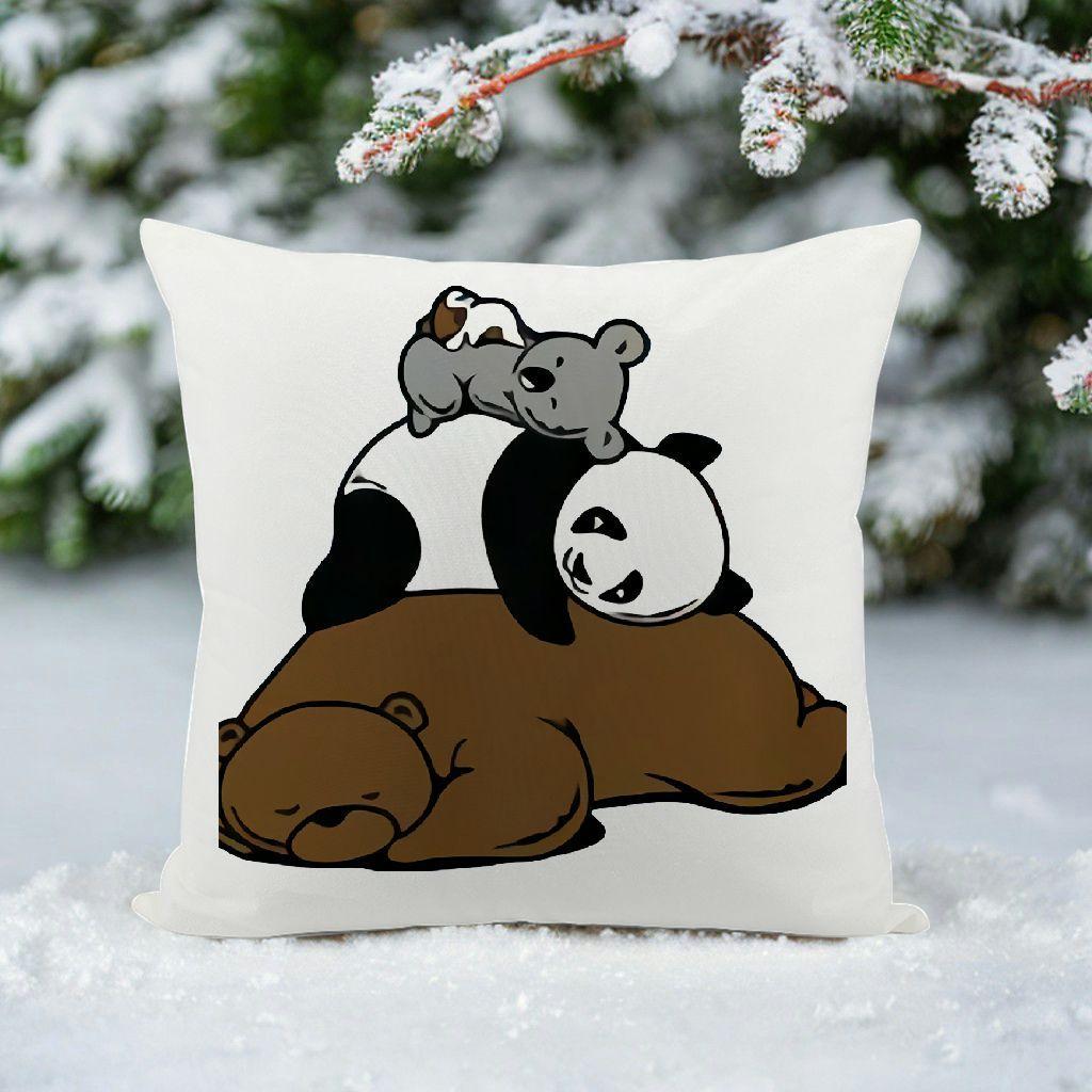 

Милая подушка с пандой и медведем - Причудливый домашний декор, Добавляет шарма, игривости и нотку лесного веселья в ваше жилое пространство 40x40cm 16x16in