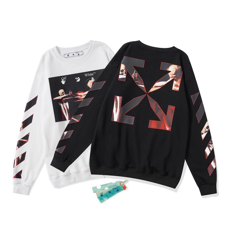 OFF Spray Pfeildruck Unisex Streetwear Kapuzenpullover mit Rundhalsausschnitt