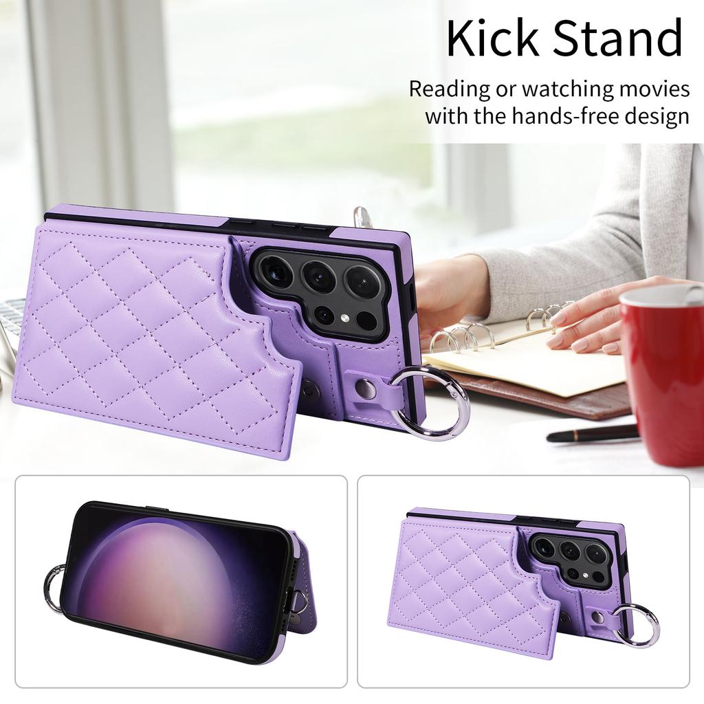 Suitable for Samsung S24 mobile phone case A25 rhombus small fragrant wind card ring bracket portable rope A05S anti-drop