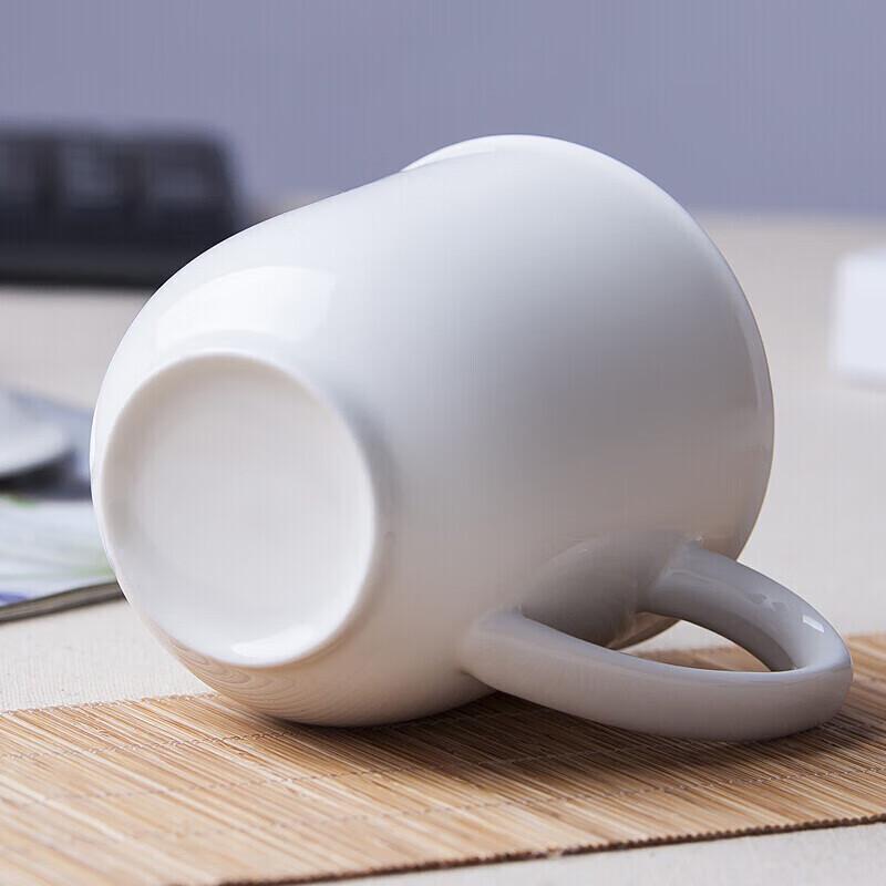 Pure White Ceramic Office Cup with Lid and Saucer