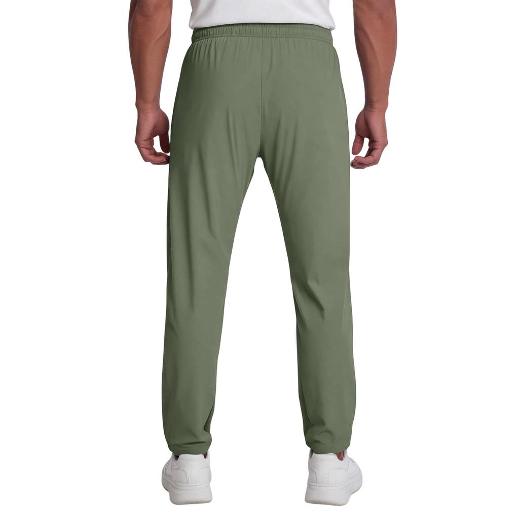 Men's Casual Lightweight Elastic Waistband Quick Dry Ice Silk Pants with Zipper Pockets Breathable Stretch Sports Trousers for Everyday Wear