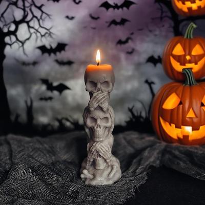 1-5PCS Halloween DIY Candle Mold 3 Pack - Silicone Pumpkin Skull Grimace Mold for Aromatherapy Wax Spooky Home Party Decoration