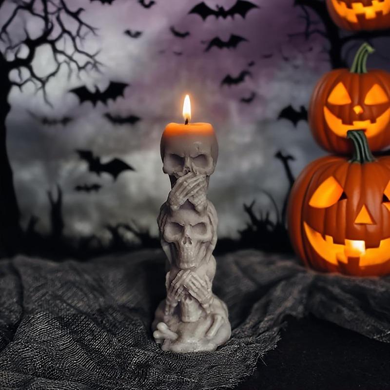 1-5PCS Halloween DIY Candle Mold 3 Pack - Silicone Pumpkin Skull Grimace Mold for Aromatherapy Wax Spooky Home Party Decoration