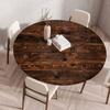 Wood Grain Round Tablecloth Fitted Table Cover with Elastic Edge Rustic Waterproof Table Protector