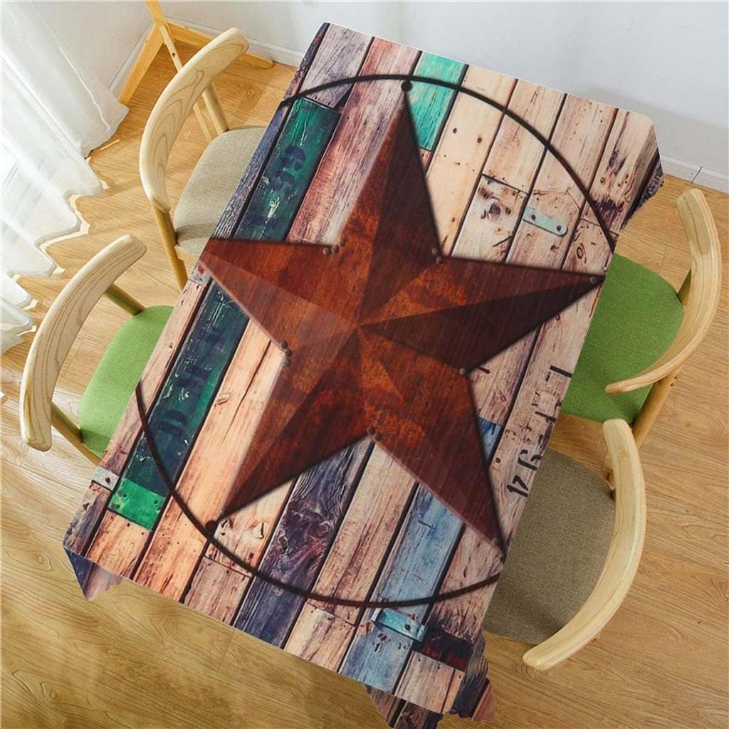 Western Country Barn Texas Star Rectangle Tablecloth Party Decor Reusable Waterproof Kitchen Dining Tablecloth Home Barn Decor