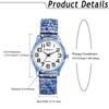 Bohemian Watch with Flexible Elastic Arabic Floral Quartz Stainless Analog Ethnic Style Perfect for and Parties Women's Band Strap, Numerals, Print,