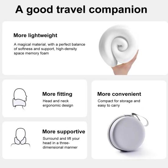 U-Shaped Neck Pillow Memory Foam Travel Neck Cushion Slow Rebound Neck Support Pillow with Storage Box for Cars Flights Home Office
