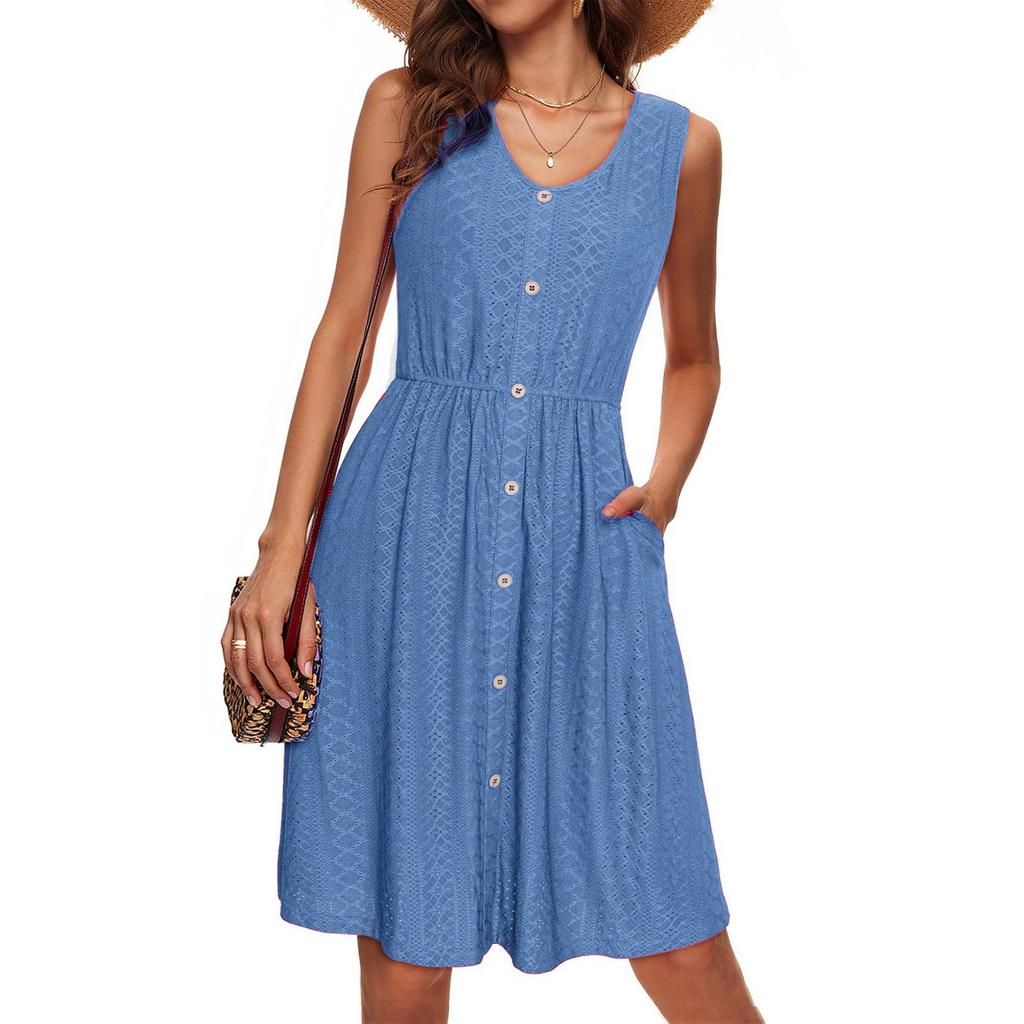 Dámská módní ležérní vesta bez rukávů jednobarevné šaty