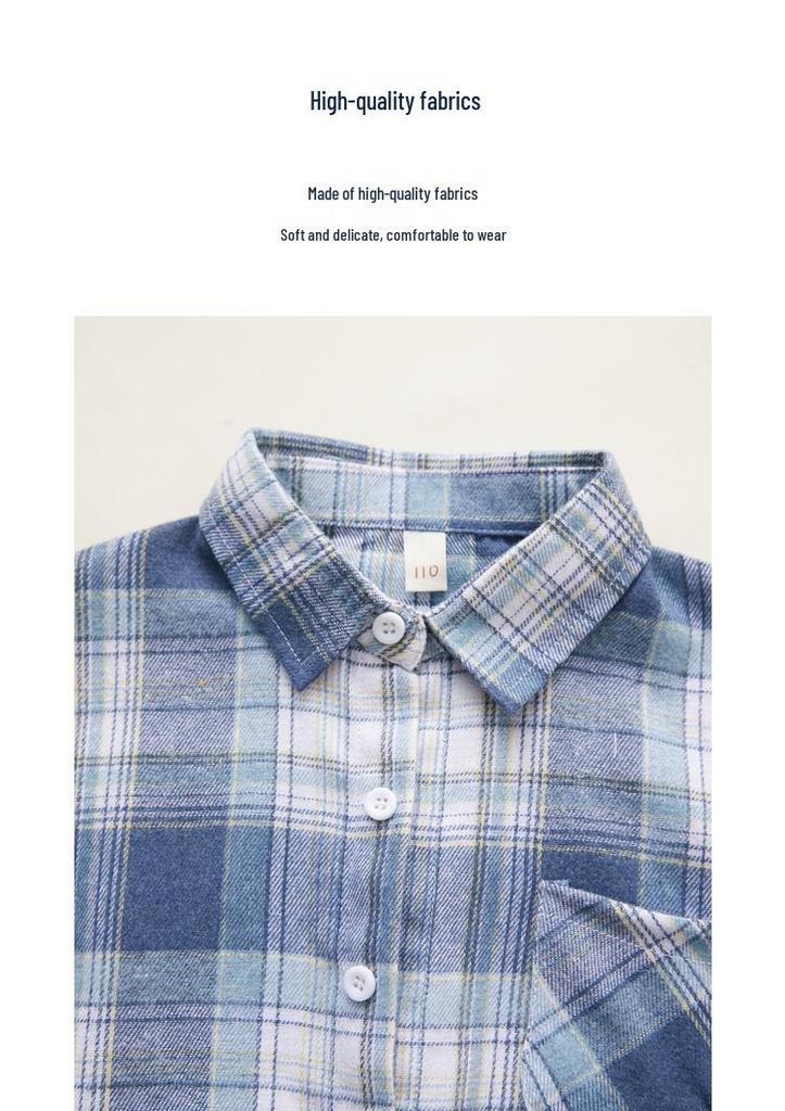 Plaid Long Sleeve Shirt for Older Boys & Girls - Versatile Spring/Autumn Children's Outerwear