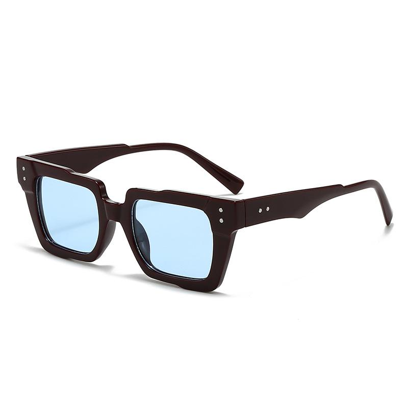 New Vintage Thick Leg Square Sunglasses Women Men Fashion Rice Nail Green Sun Glasses UV400