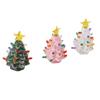 Resin Xmas Tree 4 Inch Colorful Miniature Xmas Tree Figurine Holiday Decoration for Window Yard Disp