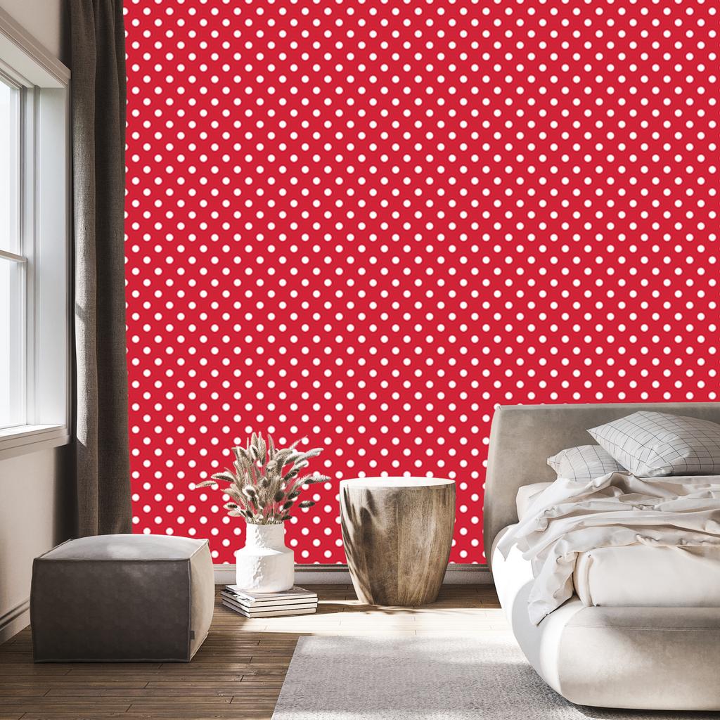 Red and Coral Dots Wallpaper for Living Room and Bedroom 50x1000