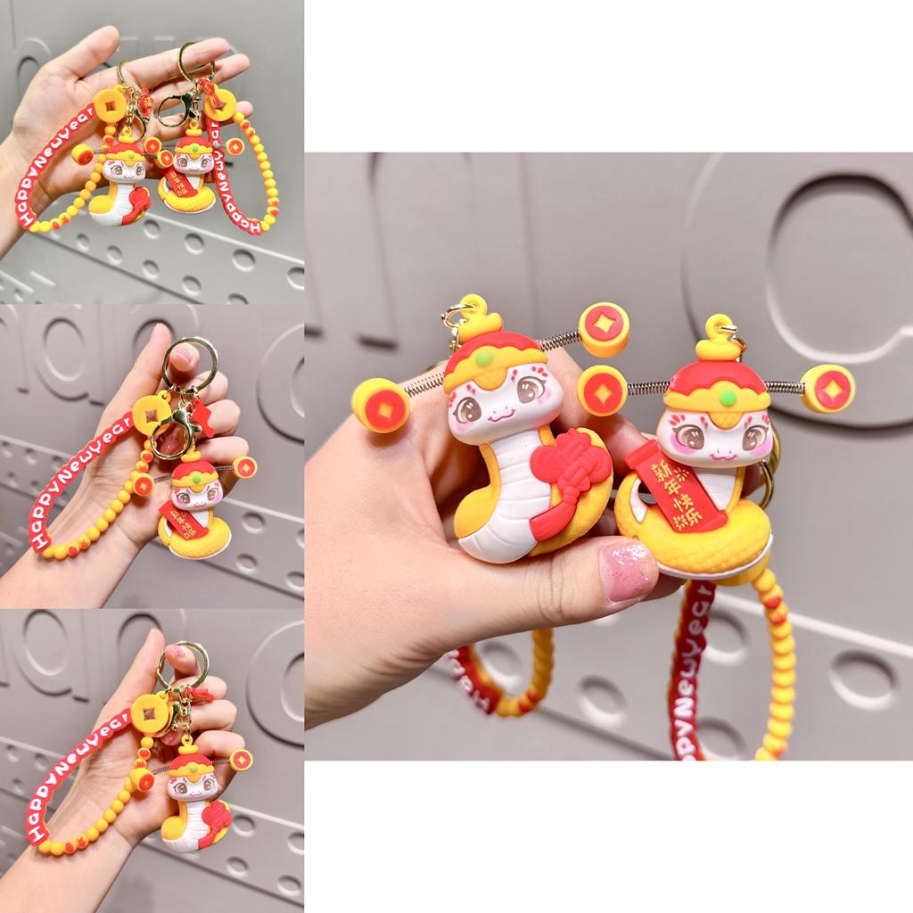 Adorable Snake Baby Keyring Lovely Silicone Snake Year Pendant Perfect New Year Gift