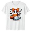Cute Ghost Pumpkin Coffee Autumn Halloween Unisexs Unisexs Graphic Tee