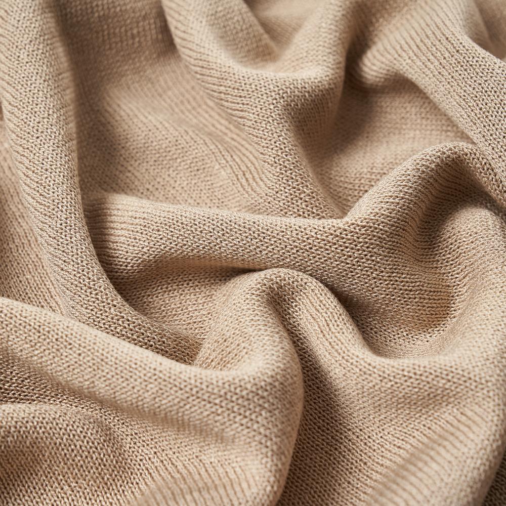 VERNO [Casual]Linen Like Long Sleeve Round Knit Beige