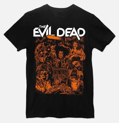 Camiseta Unisex de Algodón Negra Talla Completa para Hombre y Mujer 40 Aniversario Evil Dead Band DI001