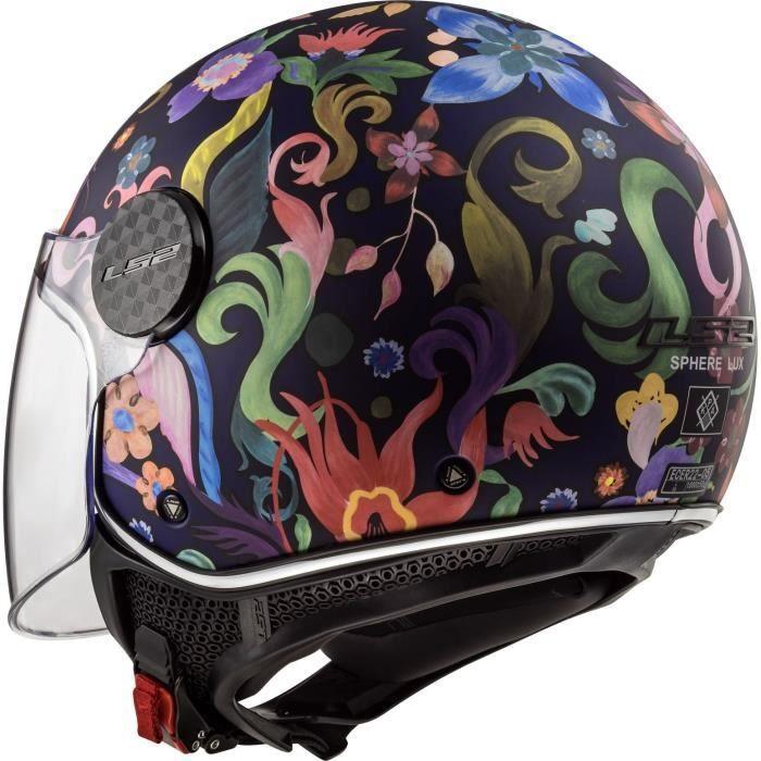LS2 Casque moto jet Sphere Lux Bloom déco - Noir
