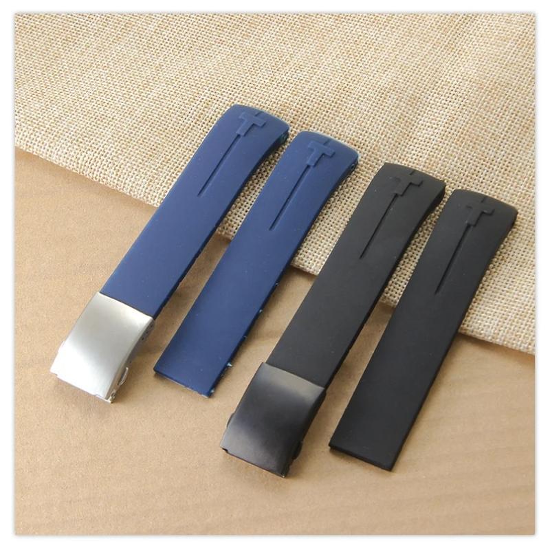 Non-Slip High Elasticity for Tissot T-Touch 21 20mm Black Orange T047 T013 T33 Special Interface Anti-Aging Silicone Watch Strap