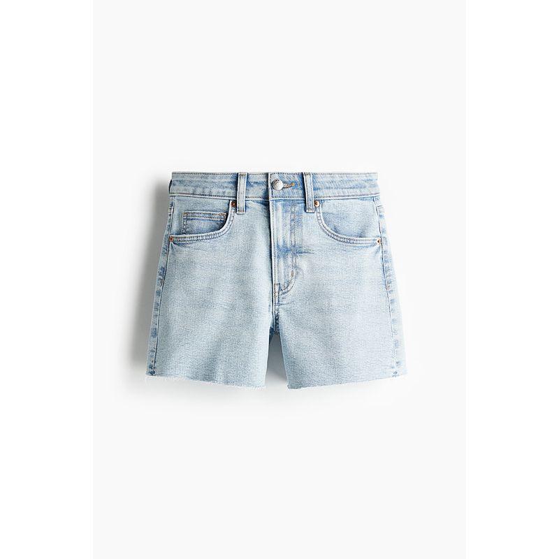 

HM Women s Jeans Summer High Waist Straight Trend Casual Frayed Lazy Fashionable Sexy Shorts 1220489 Light Denim Blue 006 165/80(42)