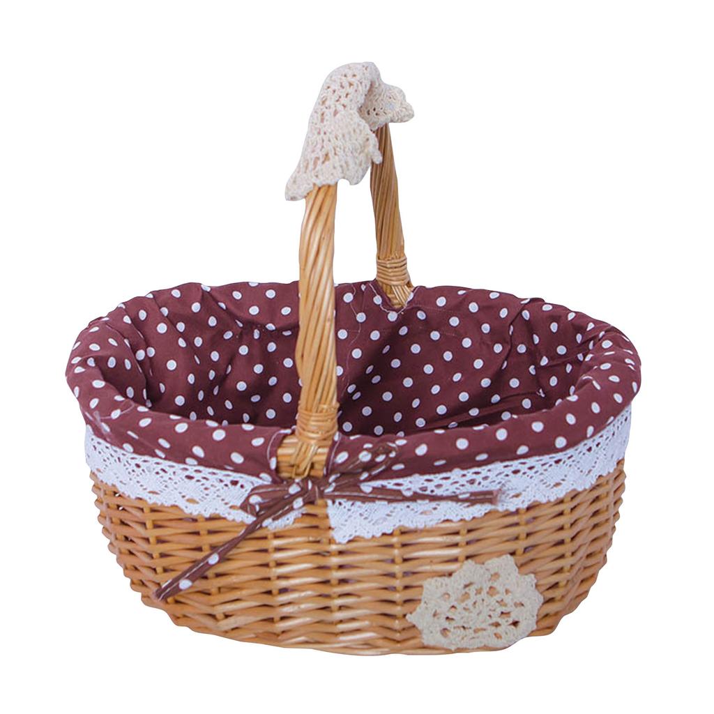 Woven Basket, Handcrafted Storage Basket With Handles And Linen, Multifunctional Bread And Fruit Container, Ideal For Family Gatherings