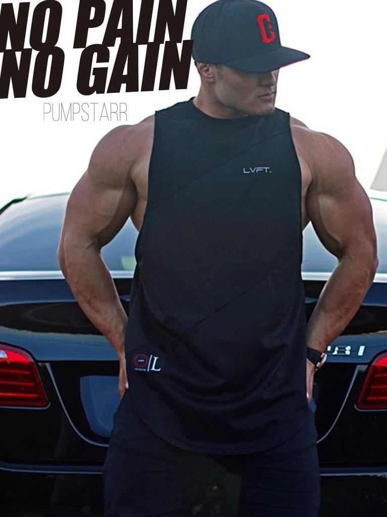 PUMPSTARR Ärmelloses Tanktop für Herren für Training, Muskeltraining, Bodybuilding und Physique (SCHWARZ, XL)