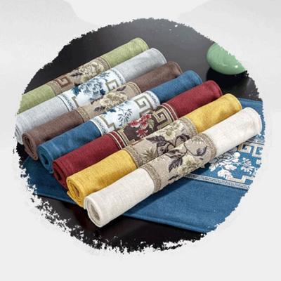 Vintage Retro Table Flag Washable Waterproof Tea Table Cloth Chinese Style Decorative Floral Table Runner Home Kitchen Use