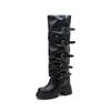  High Boots Punk Square Head Thick Sole Thick Heel High Heel Belt Buckle Pipe Boots But Knee Trouser Boots Knight Boots