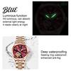 Round Dial Women Rhinestone Dress Steel Strap Luminous Stainless Watch Waterproof Calendar Display Wristwatch Fashion