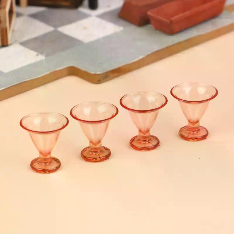 10Pcs Dollhouse Simulation Mini High Footed Champagne Glass Ornament Toys Cute Dollhouse Miniature Accessories Decoration Toys
