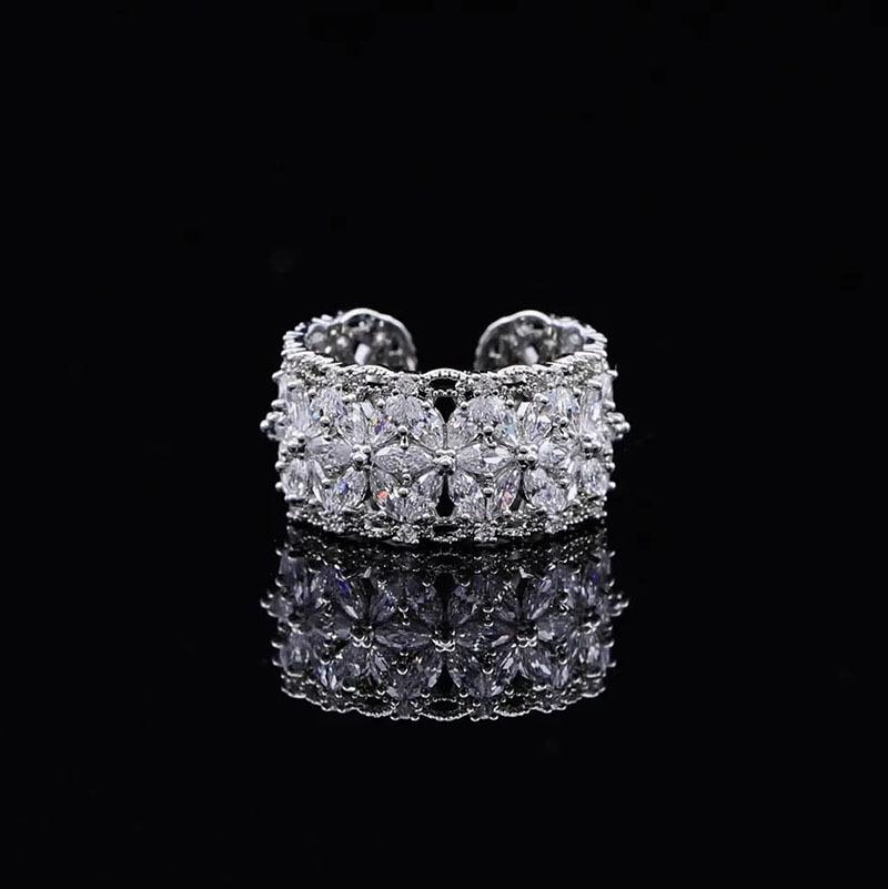 Zirconia Diamond Geometric Heart Open Ring - Fresh High-end Jewelry for Index Finger