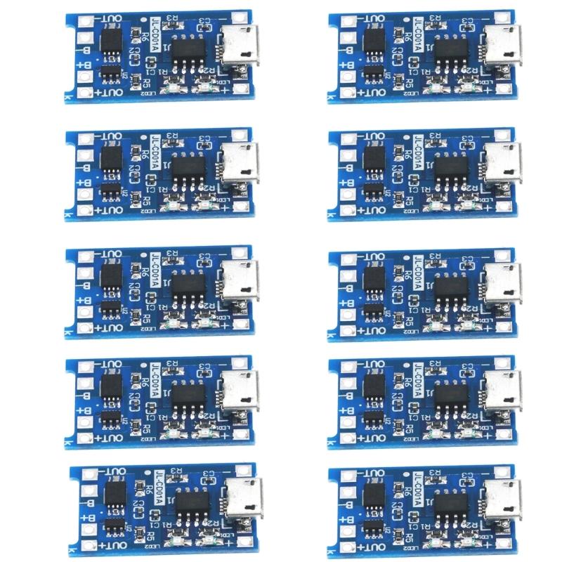 

10 шт. Багатоцільовий зарядний модуль із захистом акумулятора Micro USB 5 В вхід для літієвих акумуляторів 18650 для щоденного використання 1