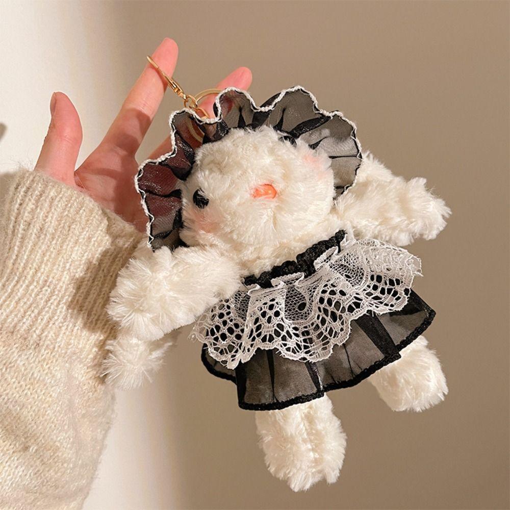 Adorable Plush Rabbit Doll Pendant Fluffy Bunny Plush Keychain Rabbit Plush Ornament  Girl'S Gift