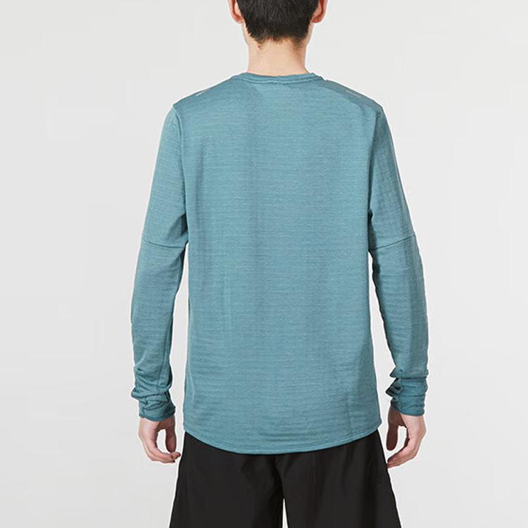 Nike Solid Color Training Sports Crew Neck Long Sleeve T-Shirt Men Tops Blue-Gray DD5650-058