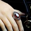 Retro Exaggerated Design Elegant Women's Fashion Oval Artificial Synthetic Red Garnet Ring Classic Design Women's EngaSynthetic Gemstoneent and Propos