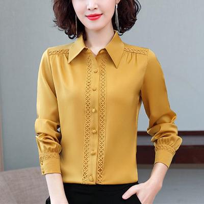 Women's Spring Long-sleeved Temperament Professional Shirt Simple Lapel Long-sleeved Blouse