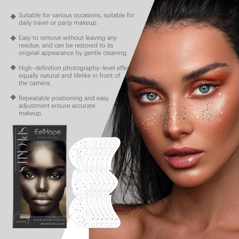 Freckle Tattoo Water Transfer Sticker Shiny Face Patches Concealer Makeup Long Lasting Natural Spot Decal for Women Daily Use
