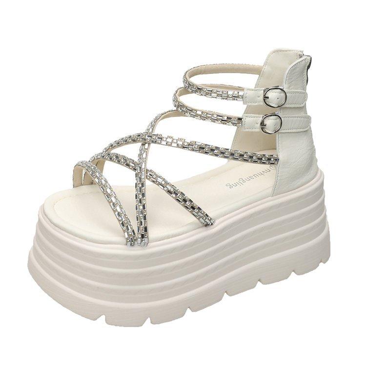 Platform sandals women's fashion outer wear in the summer of 2025 new models with a height increase of 8cm for small people, easy to match, muffin Rom