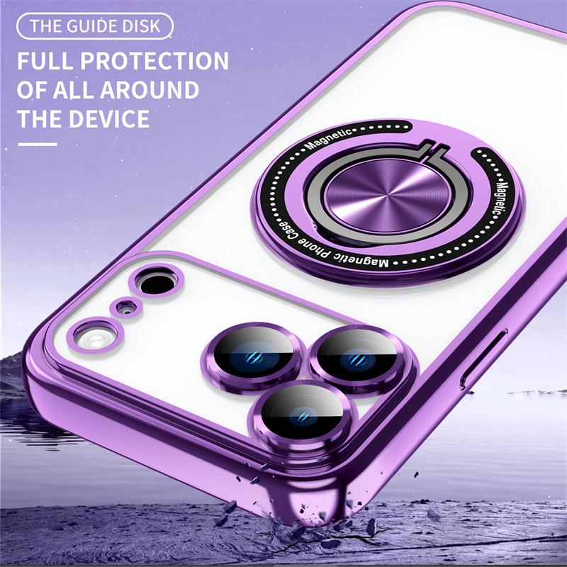 360° Clear Stand Ring Holder Car For Magsafe Case For iPhone17 Air 16 15 14 13 12 11 Pro Max Plus 16E Magnetic Charge Cover