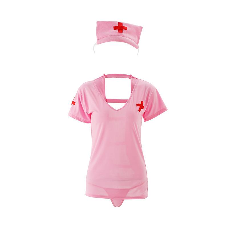 New sex underwear, back plaid nurse, sexy nurse uniform temptation, a breast-revealing set.