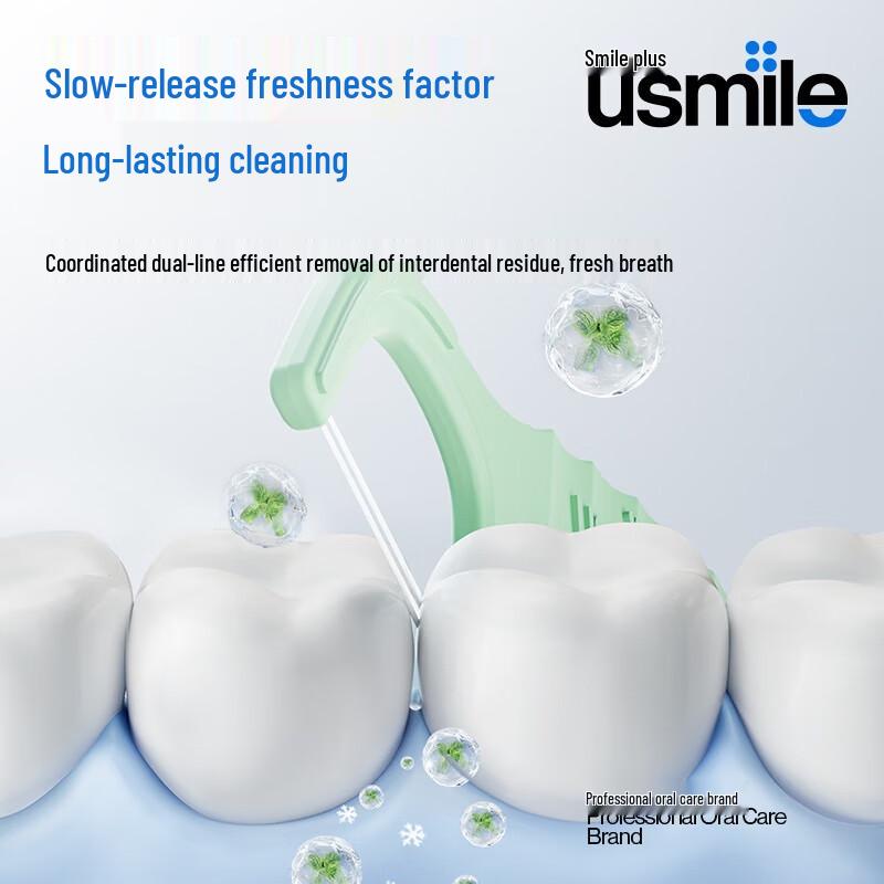 usmile Double Line Fresh Mint Dental Floss Sticks
