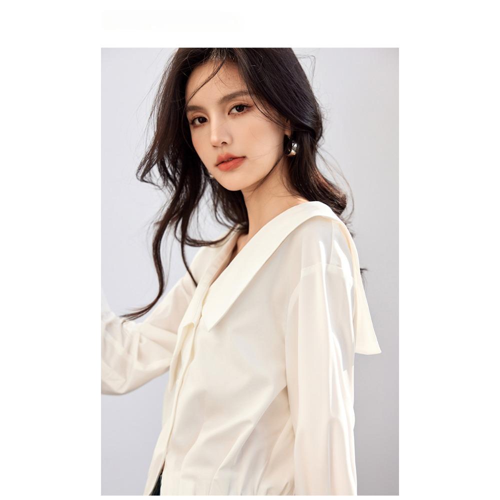 Высококачественная нерегулярная темно-синяя рубашка с воротником — фото 8