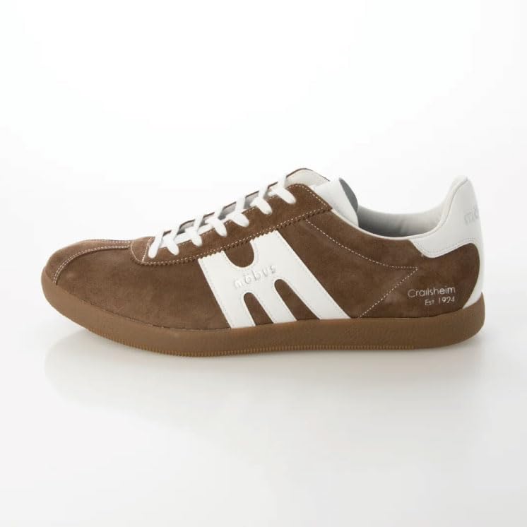 MOBUS Men's Suede and Genuine Leather Sneakers, Sport, Casual, Walking, Commuting, School, Travel, Current Model, BERLIN SD (BURNED UMBER/WHITE, Size