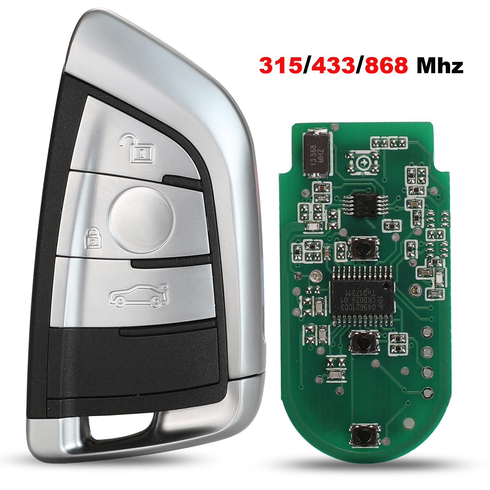 

jingyuqin смарт-брелок дистанционного управления 315/433/868 МГц для BMW CAS4 CAS1 2 3 4 5 6 7 X5 X6 CAS4+ FEM 2011-2017 pcf7953 чип 315mhz серебряный серый